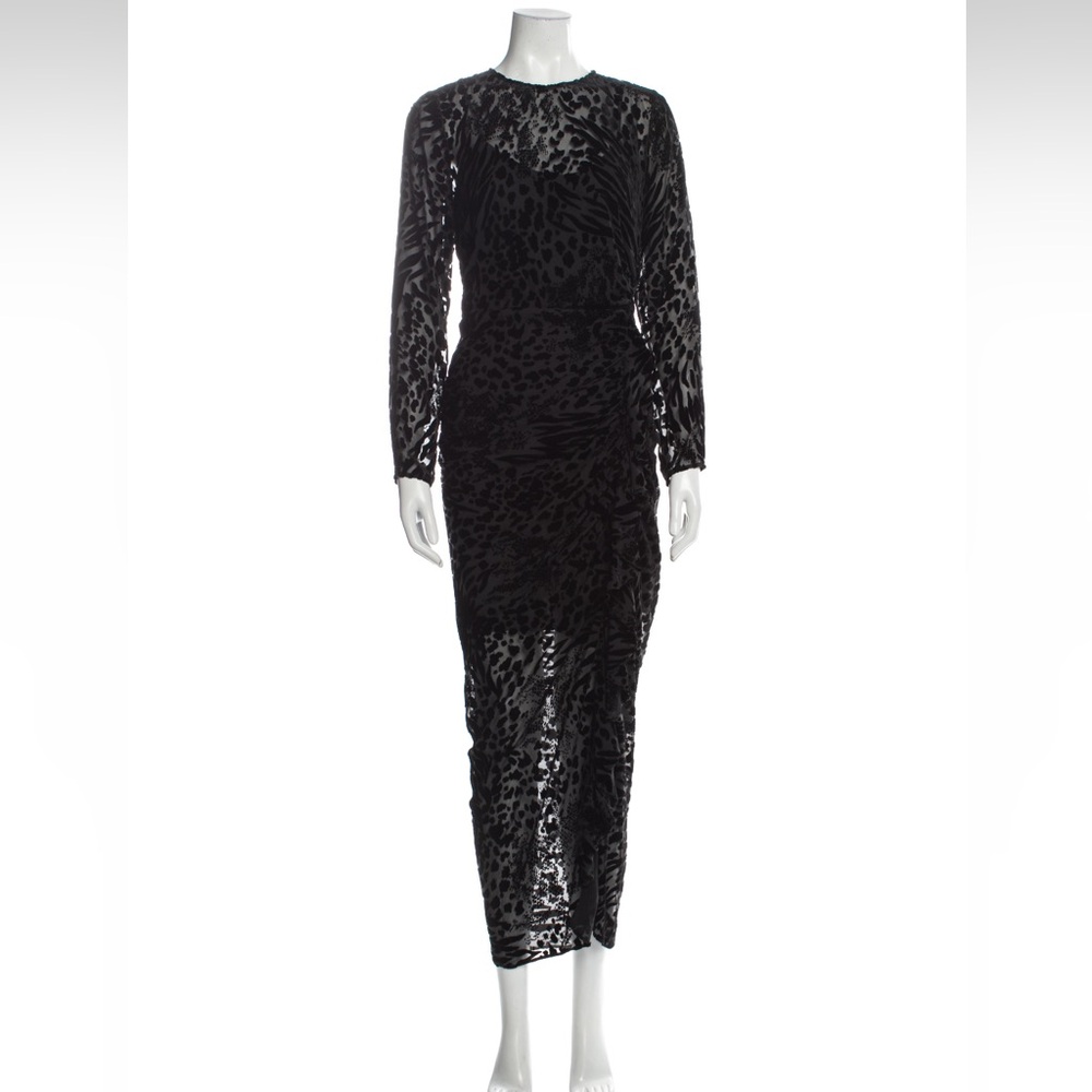 Veronica Beard Black Leopard Maxi Dress